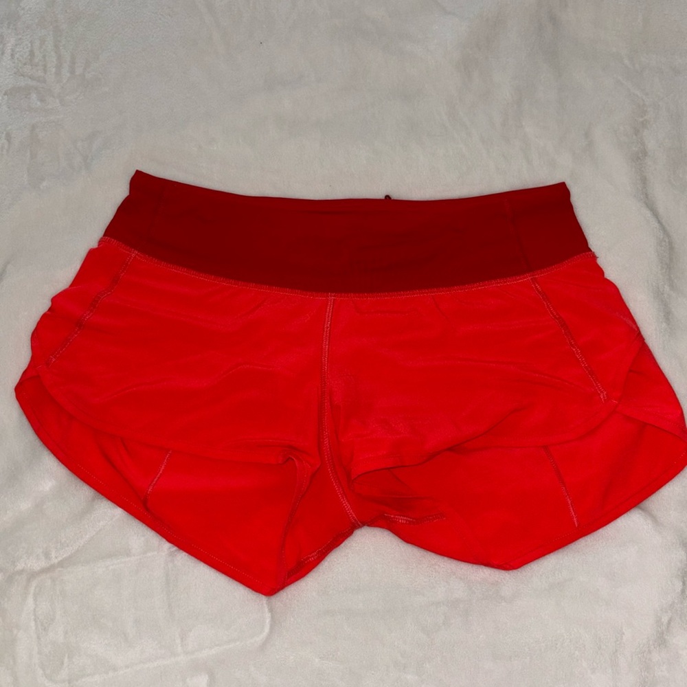 Red/Orange Lululemon Speed Up Short Low Rise 2.5 inch